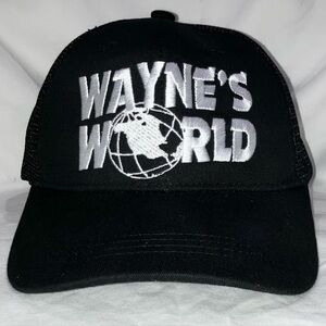 Vintage 90s Wayne’s World Hat Cap SnapBack Movie Promo SNL Black 1991 Retro USA